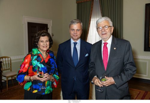 Daphne Hatsopoulos, George Antoniadis ’80 (Chair of the Board of Trustees of Athens College in the U.S.), Alexandros Phylactopoulos ’65 (Chair of the Board of the Hellenic-American Educational Foundation)