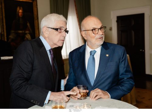 Alexandros Nehamas ’64, Professor Spyros Pollalis (President of Athens College)