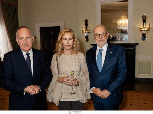 Konstantinos Kanellopoulos ’82, Eleni Kokkalis, Professor Spyros Pollalis (President of Athens College)
