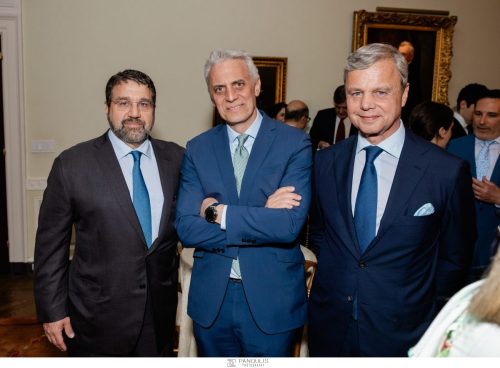 Dean Dakolias, Costis Maglaras ’87 (Dean of Columbia Business School), George Antoniadis ’80 (Chair of the Board of Trustees of Athens College in the U.S.)