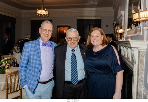 George Triantaris, Vasilis Salapatas ’55, Jennifer Williams