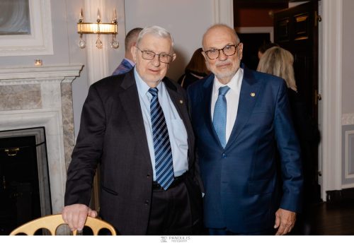 Vasilis Salapatas ’55, Professor Spyros Pollalis (President of Athens College)