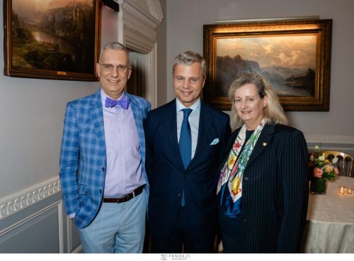 George Triantaris, George Antoniadis ’80 (Chair of the Board of Trustees of Athens College in the U.S.), Mary Triantafillou